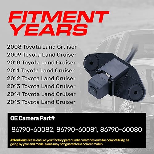 Miniatura 2 de Master Tailgaters Repuesto para Toyota Land Cruiser (2008-2015) Cámara de respaldo OE Parte # 86790-60080, 86790-60081, 86790-60082