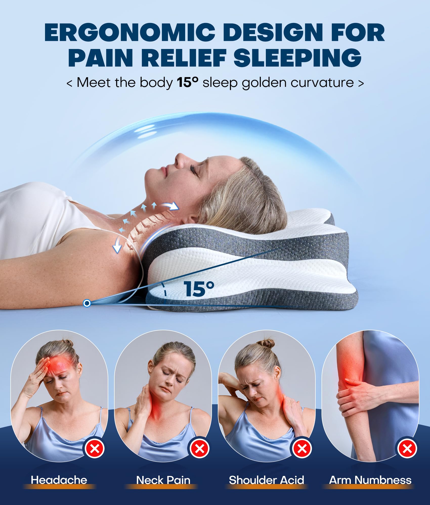 Side Sleeper Pillows for Neck Pain: The Best of 2026 1 5X Cervical Neck Pillow product photo