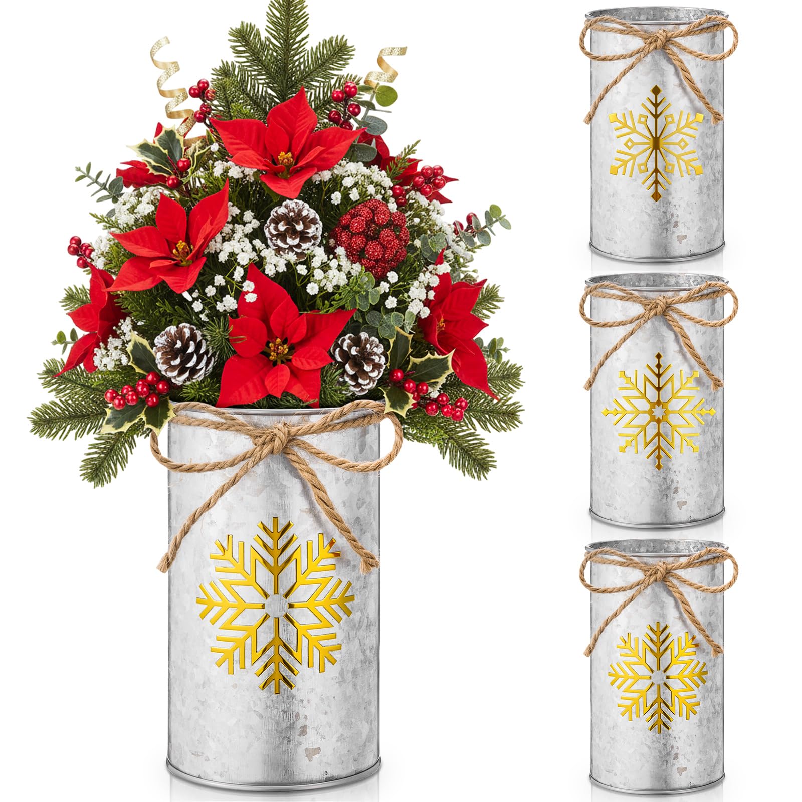 Vases en métal galvanisé doré Domensi | Lot de 12 pots déco fleurs