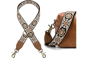 1.5'' Wide Cowhide Head Cross Body Purse Strap with Jacquard Embroidery