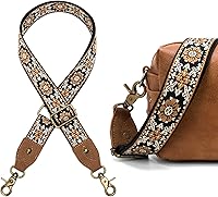 LSETUTIYY 1.5" Wide Cowhide Purse Strap: Adjustable Jacquard Embroidery Crossbody Shoulder Bag Replacement