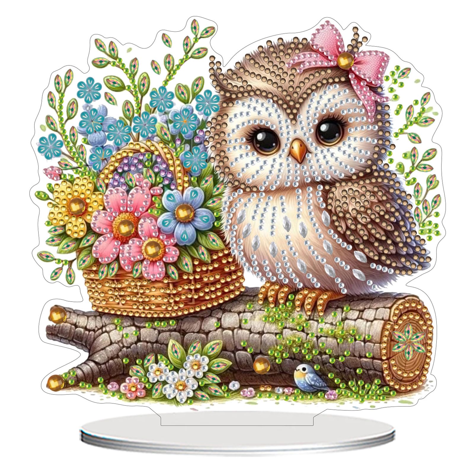 CAYUDEN Cute Diamond Painting Desk Decoration, 5D Gem Paintings Standing Arts and Crafts Set, DIY Owl Special Shaped Crystal Rhinestones Art Kit Table Ornaments, Gifts for Adult Room Office Decor — image 1