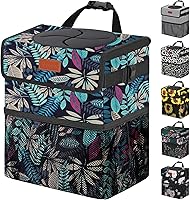 Vista 13 de Cubo de basura para coche, marrón, capacidad de 2.2 galones, impermeable, material de poliéster, correa ajustable, diseño colgante, forro a prueba