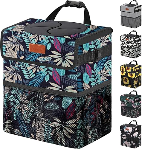 Miniatura 12 de Papelera para Coche con Tapa Colgante para Asiento Trasero, Accesorios para Coche para Mujeres y Hombres, Papelera Automotriz a Prueba de Fugas