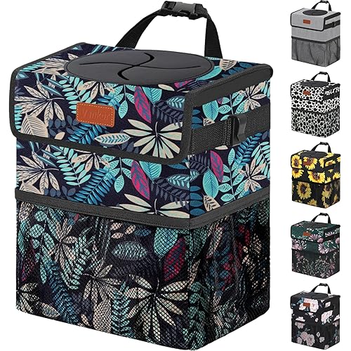 Vankor Bote de basura para automóvil, bolsa de basura para colgar, impermeable, a prueba de fugas, latas de basura para vehículos, hojas coloridas