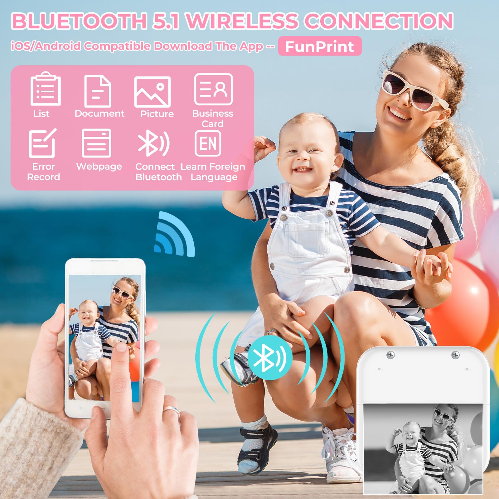 Mini Impresora Bluetooth Térmica Portátil para Fotos