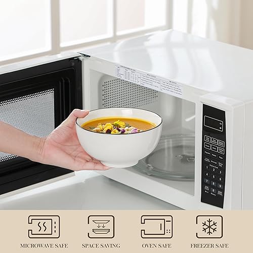 Miniatura 4 de MALACASA Ceramic Soup Bowls, 26Oz Cereal Bowls Set of 6 for Soup, Cereal, Oatmeal, Fruit, Rice - Porcelain Serving Bowl for Kitchen, Dishwasher and