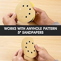 Vista 7 de Bloque de Lijado Manual de 5 Pulgadas con Gancho y Velcro, Bloque de Lijado de 2 Piezas Redondo y Mouse, Bloques de Lijado Manual de Espuma