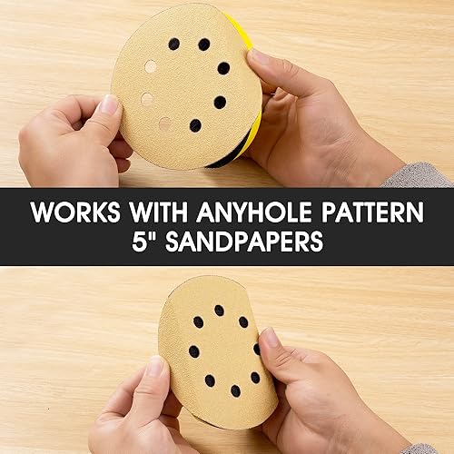 Miniatura 7 de Bloque de lijado de mano de 5 pulgadas, bloque de lijado de gancho y bucle, 2 bloques de lijado de mano redondos y de ratón, bloques de lijado de