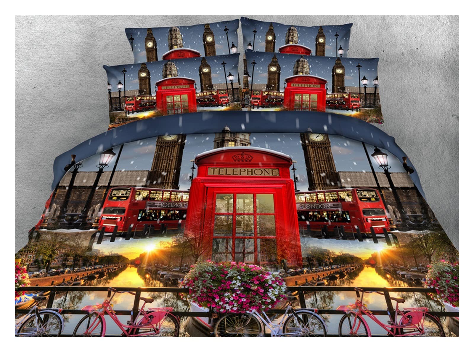Parure de lit cabine téléphonique britannique rouge grand confort anti-décoloration