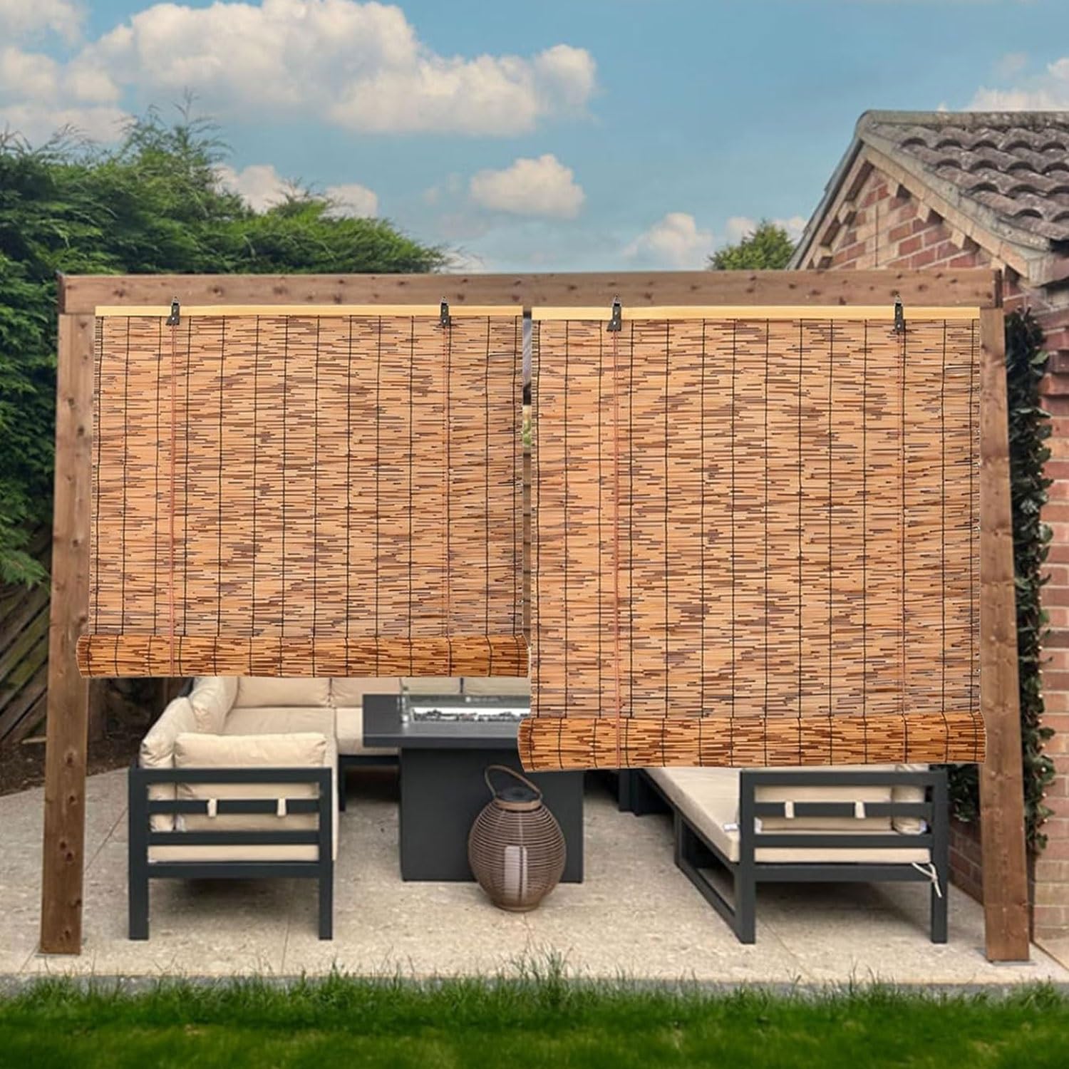 Tende di canne for Interni Facili da installare Tende di bambù arrotolabili Divisori for la Privacy Dimensioni Personalizzate Adatte for Interni/Esterni/Patio(59x71in/150x180cm)