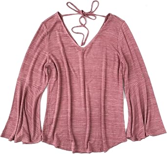 Loft Ann Taylor Womens Spacedye Bell Sleeve Sweater Tee L, Pink