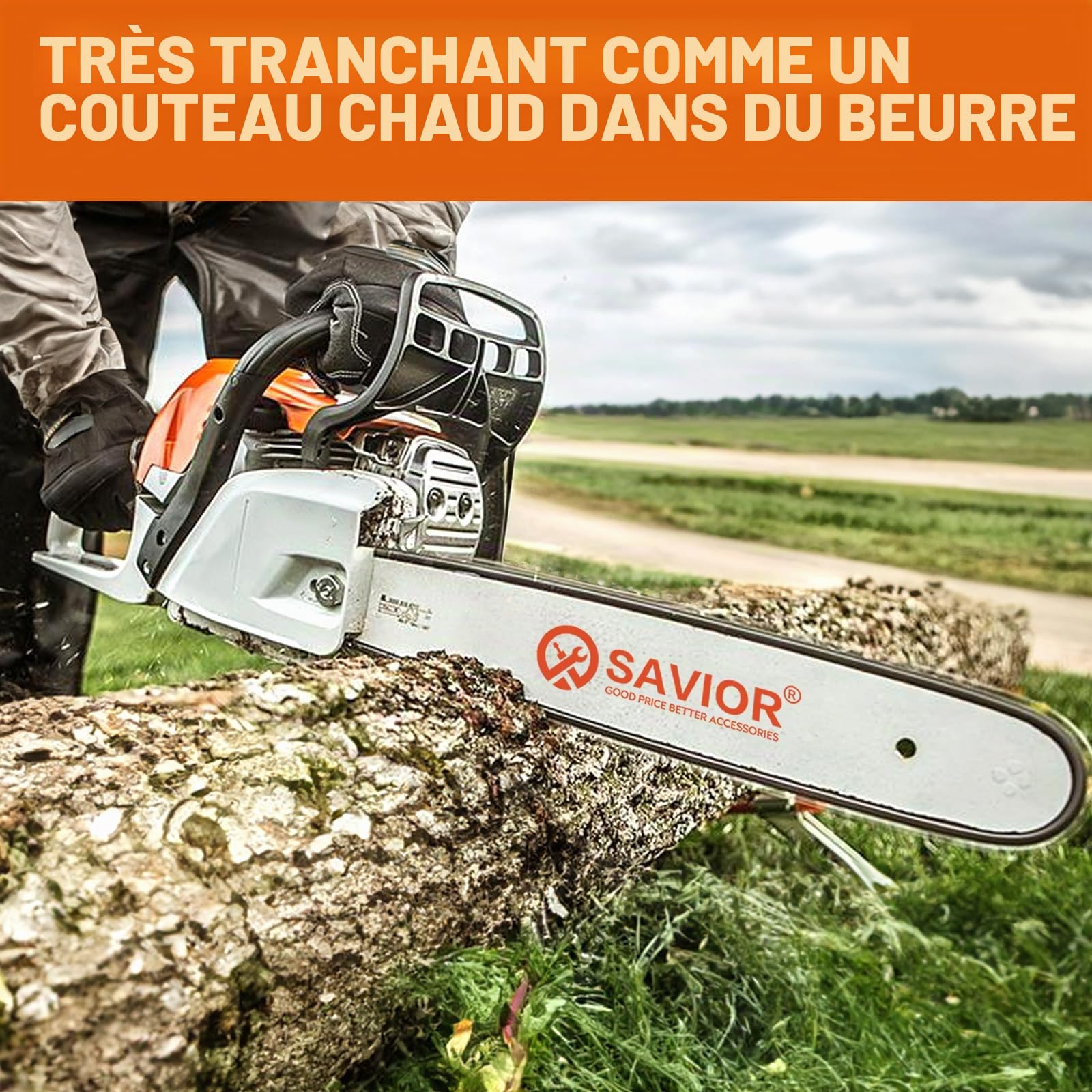 SAVIOR 2 chaînes de tronçonneuse avec sabre de 30 cm et protection de l'épée