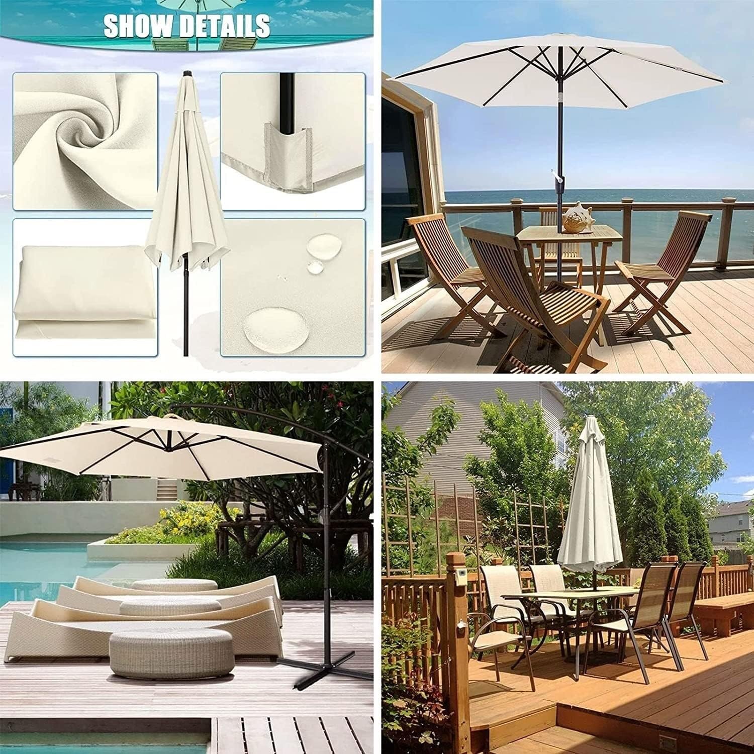american patio umbrellas Shelby American Patio Umbrella-Tan/Blue