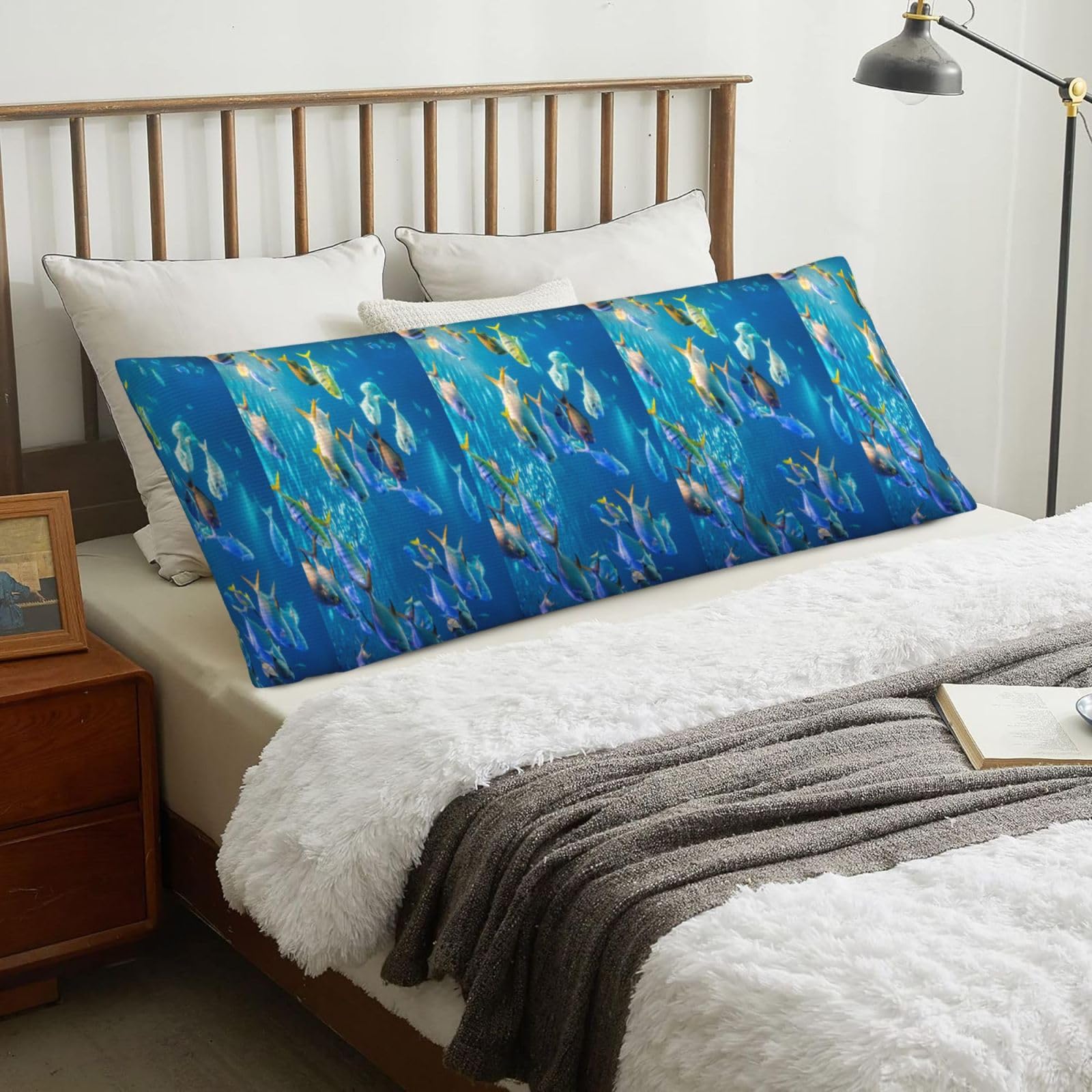 Underwater Tropical Fish, Body Pillow Cover with Zipper,Long Body Pillowcase 20 x 60 in