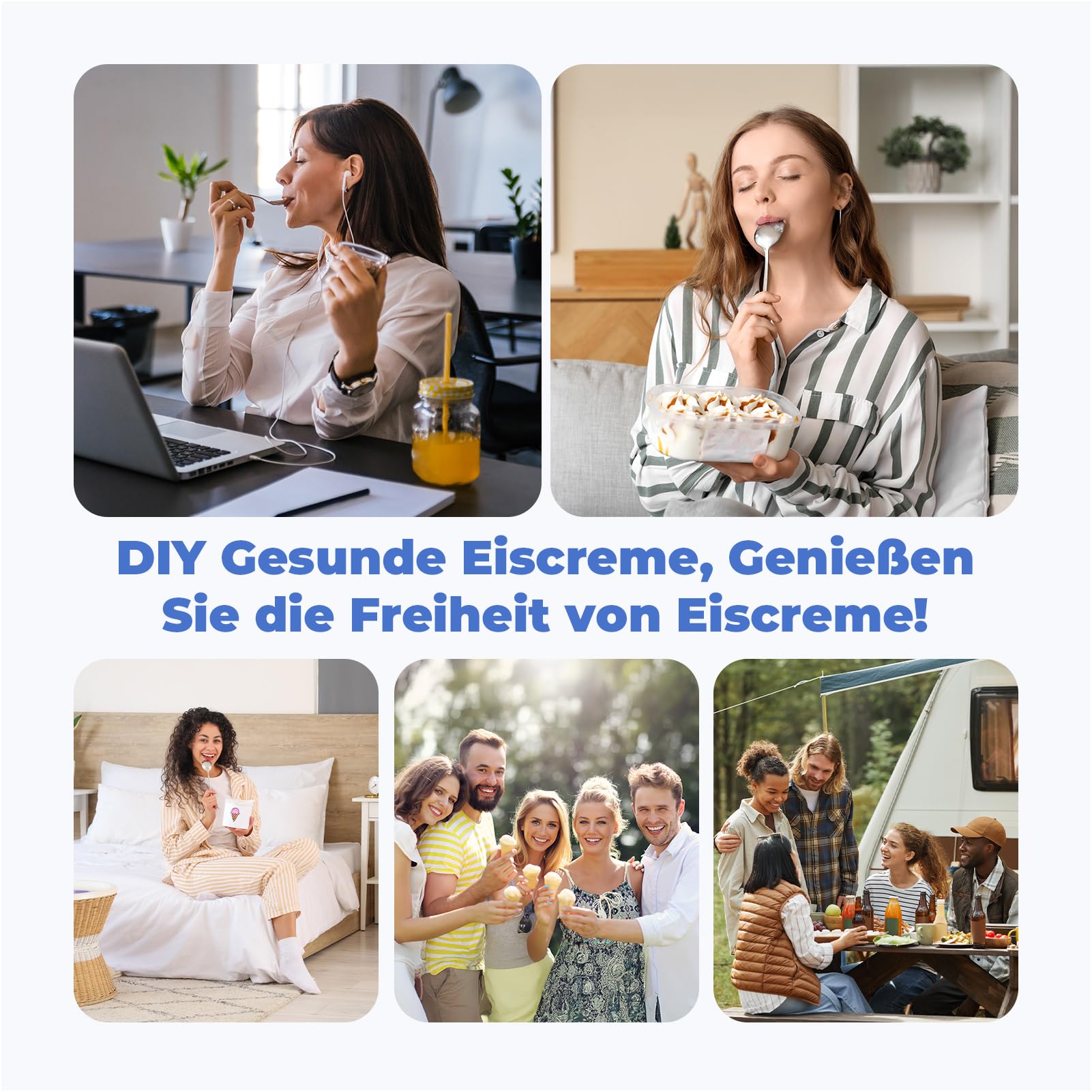 Eismaschine mit Kompressor 1L, Selbstkühlend, Entnehmbarer Eisbehälter, Weiß