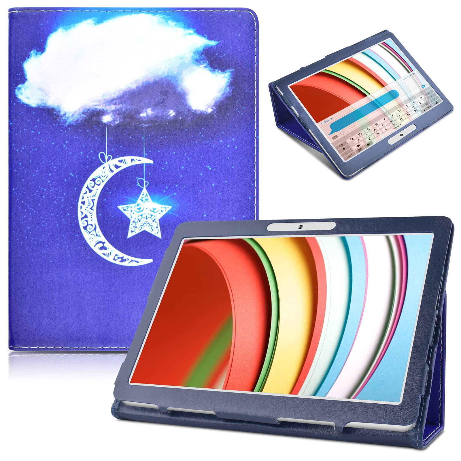 DETUOSILeather Case Compatible with Dragon Touch K10/ Max10, ZONKO 10.1, TPZ 10.1, Tabtrust 10.1, MANJEE 10.1, WECOOL 10.1, YIERA 10.1, TenYiDe 10.1, YITAOERA 10.1, Winsing 10.1, Tagital Tablet,Cloud