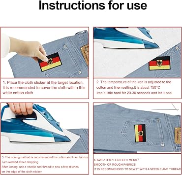 Pack of 6 Germany Patch Germany Flag Patch Reflective Germany Flag Patch Patches for Clothing Backpack Baseball Cap Uniform Vest