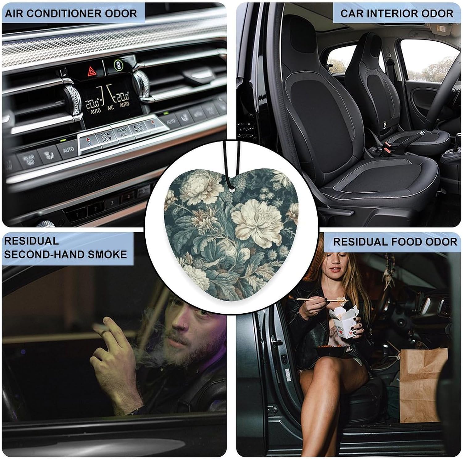 Car Air Fresheners Hanging Long Lasting Car Freshie With Flowers Printed Picture