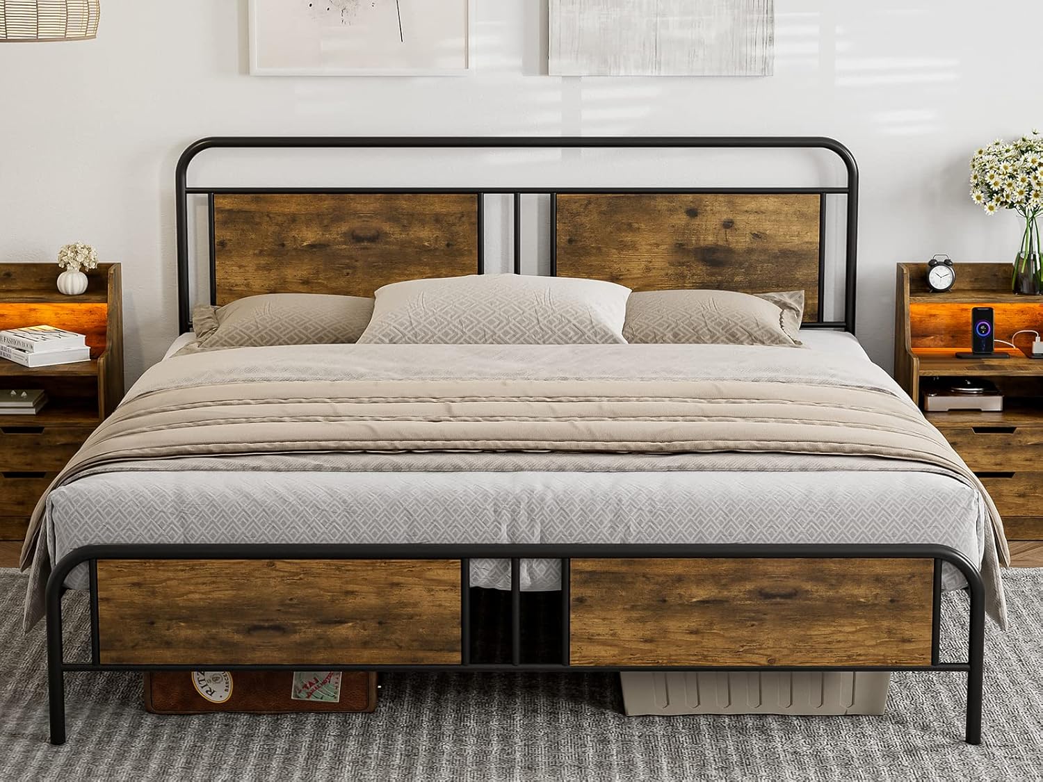 AOVSA California King Bed Frames with Headboard & Footboard