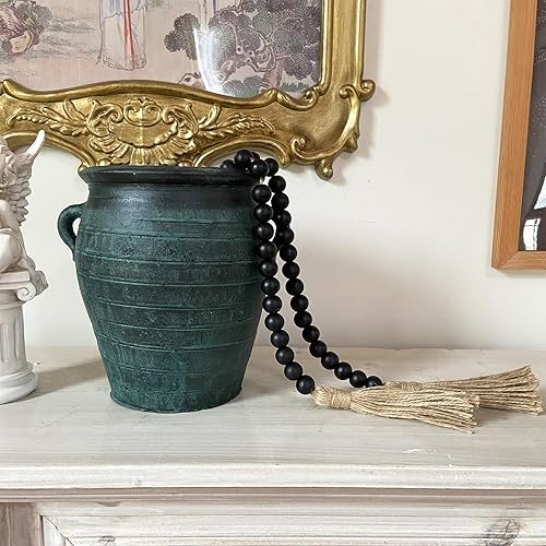 Miniatura 6 de OMISHE Guirnalda de cuentas de madera de 59 pulgadas con borlas, guirnalda de cuentas de madera, decoración de guirnalda de cuentas decorativas,