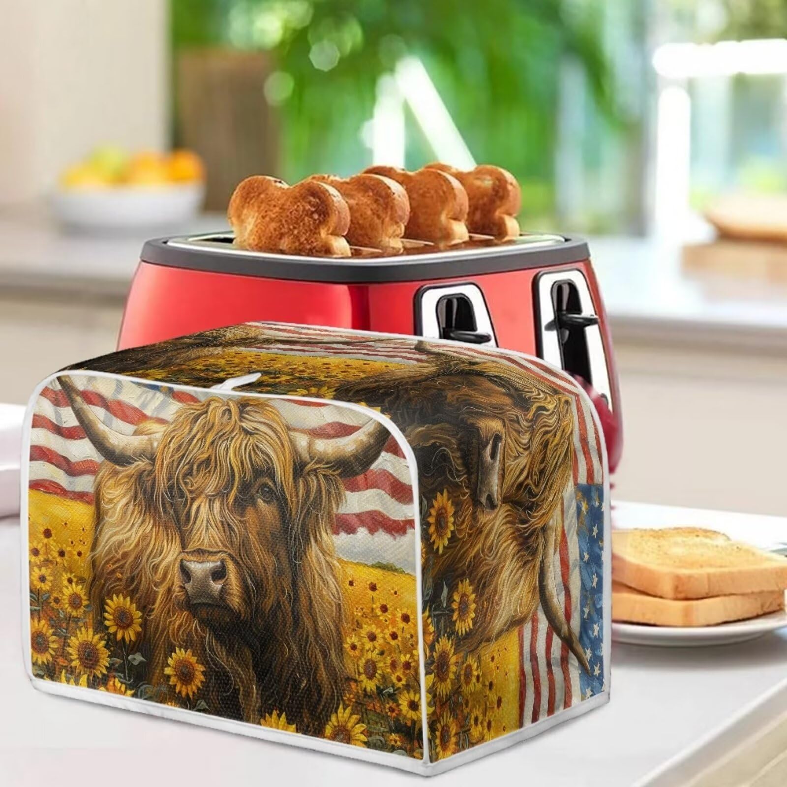 Toaster 2 Slice Sunflower Cow Printed Toaster Cover For 4-Slice Bread ...
