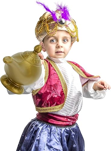 Miniatura 3 de Skeleteen Arabian Genie - Lámpara de aceite de Aladdin, accesorio de disfraz de lámpara mágica dorada de Aladdin, 1 pieza