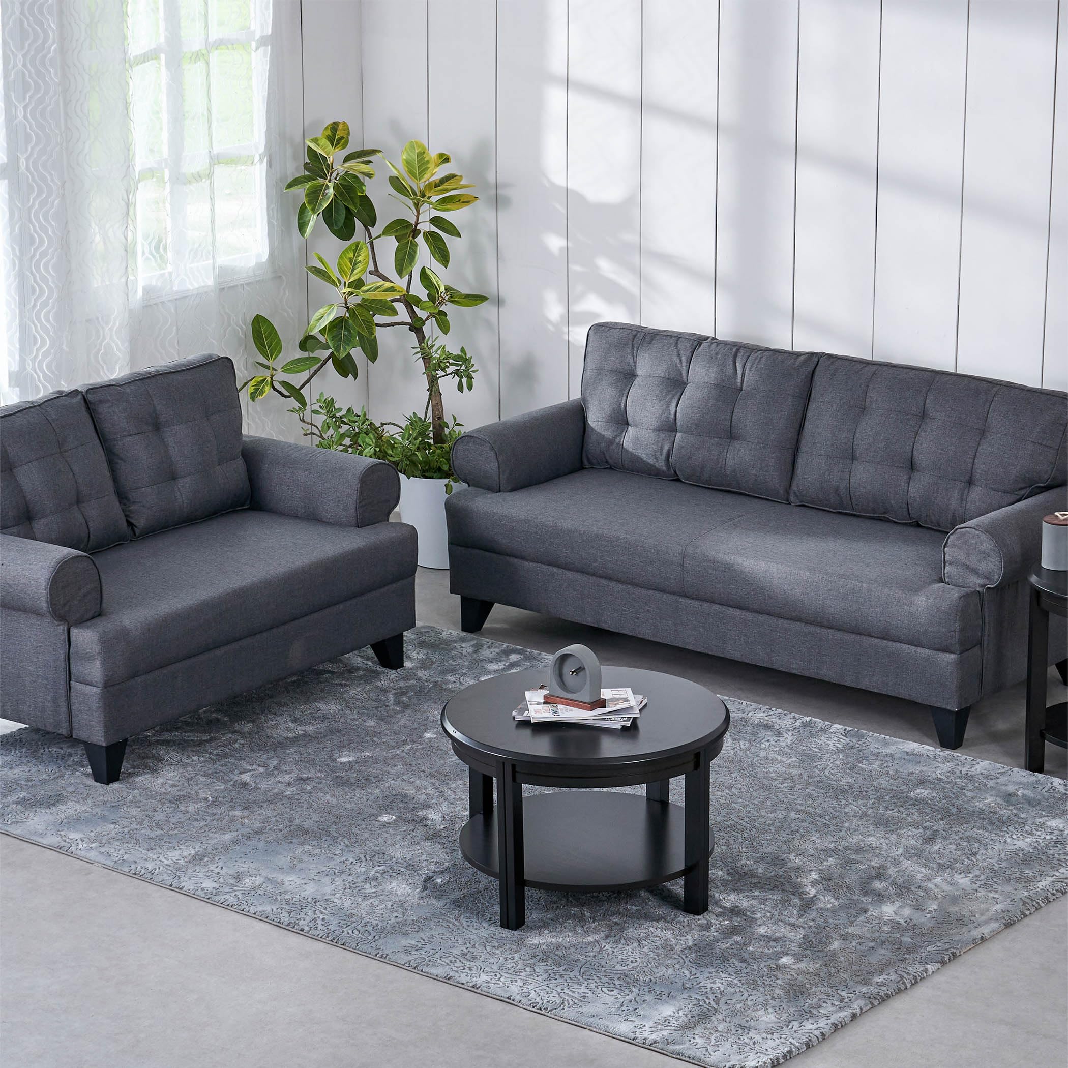 Home Centre Helios California Fabric 3+2 Seater Sofa - Grey-image-33