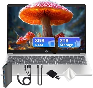 HP 15.6" HD Laptop Intel Core i5-1334U, 8GB RAM, 2TB Storage + Docking Station, Wi-Fi 6, Copilot PC, Windows 11 Silver