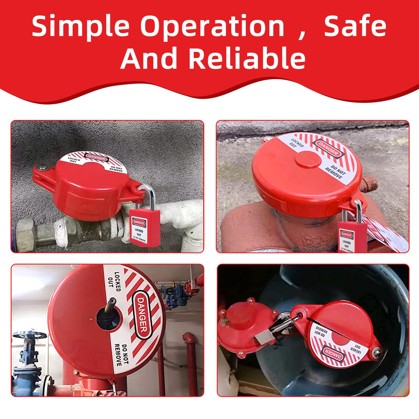 OSHA Lockout Tagout For Valves 2 Pack Gate Valve Lockout Device – Red ...