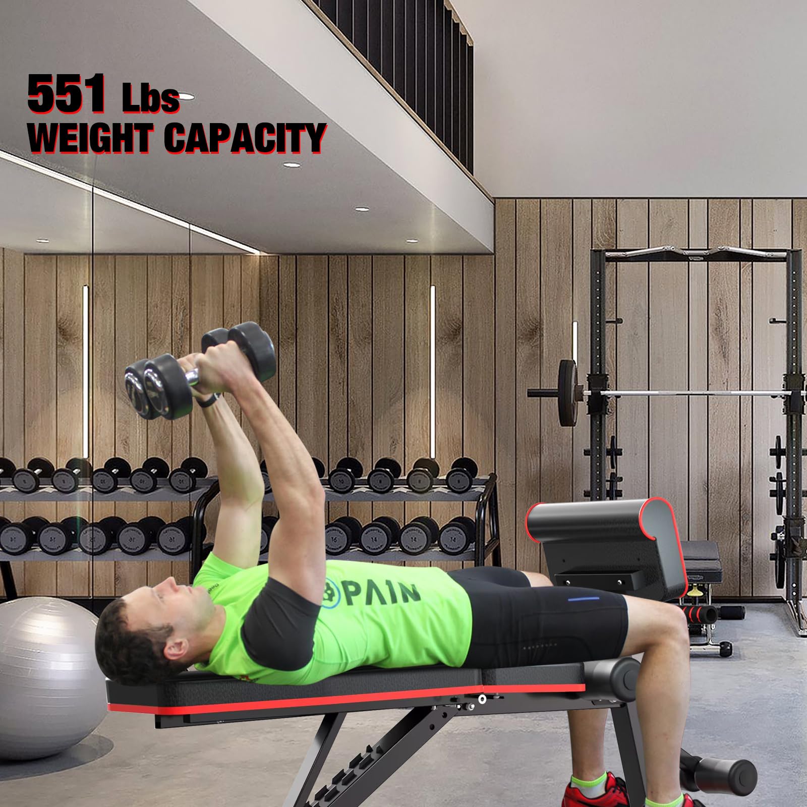 Modern-Depo Adjustable Weight Bench for Full Body Workout; Foldable Bench Press Bench for Home Gym Flat Incline Exercise Bench, Black