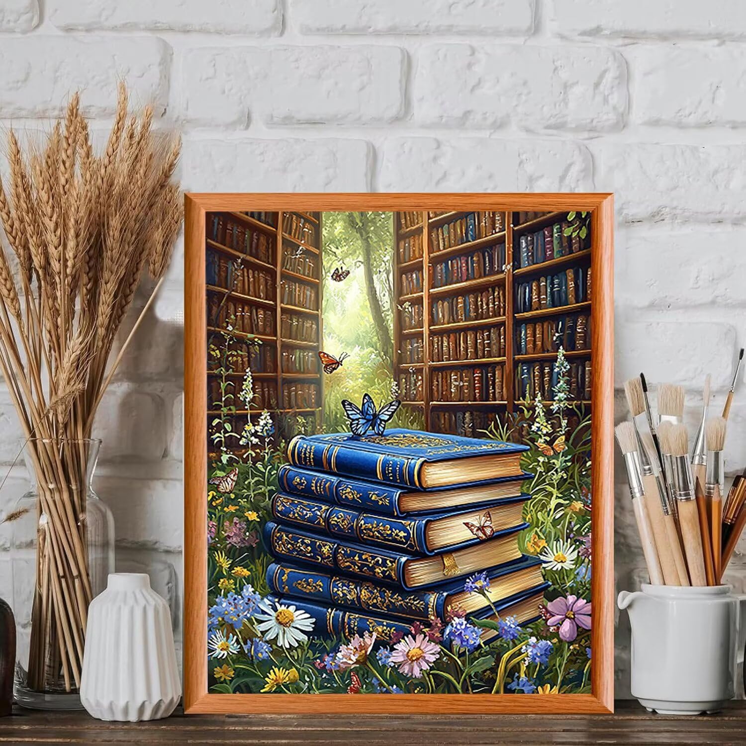 Dipingere con i Numeri Adulti Fiori vicino alla libreria, 80x100cm s-892