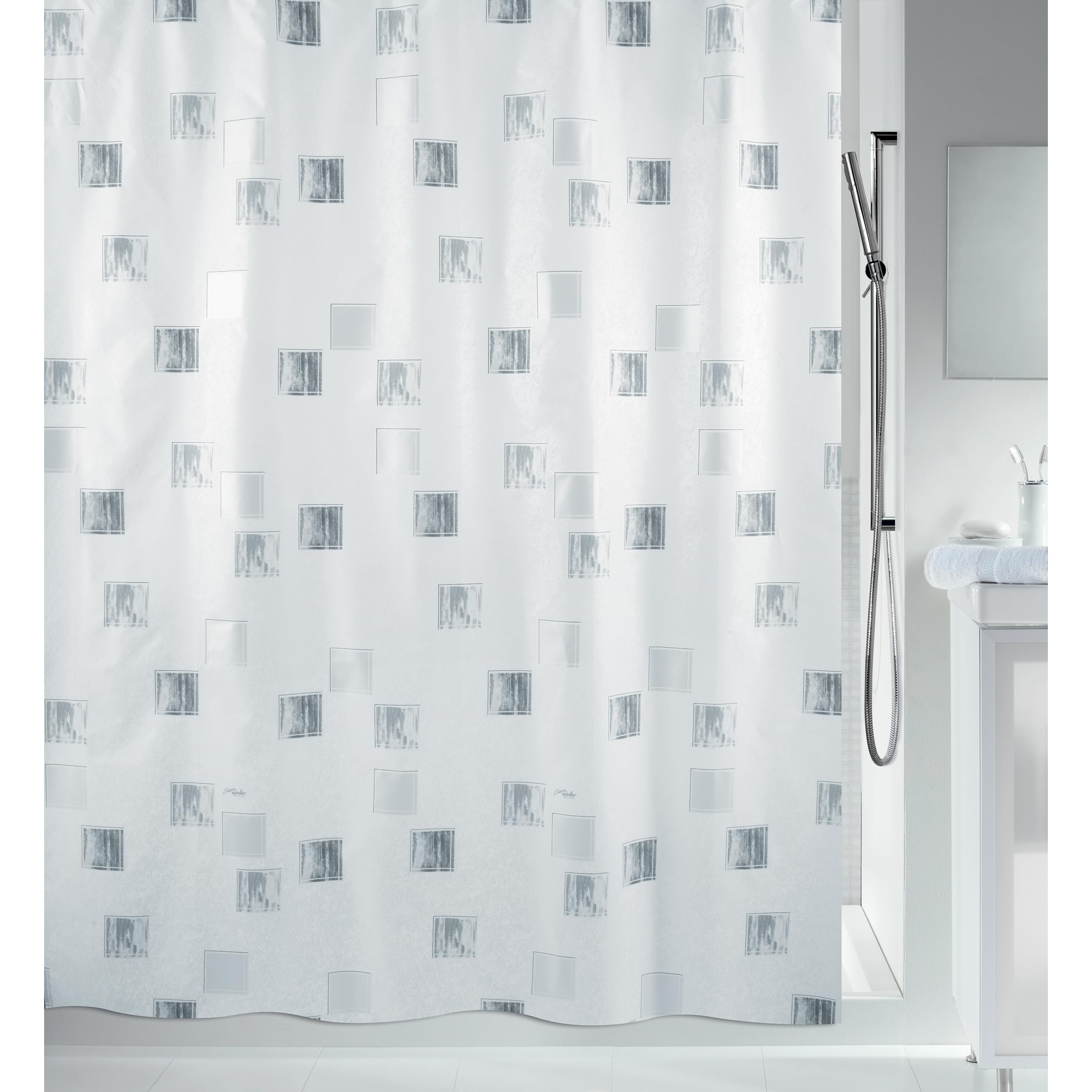 Spirella Textil-Duschvorhang Milano Silber 180 x 180 cm