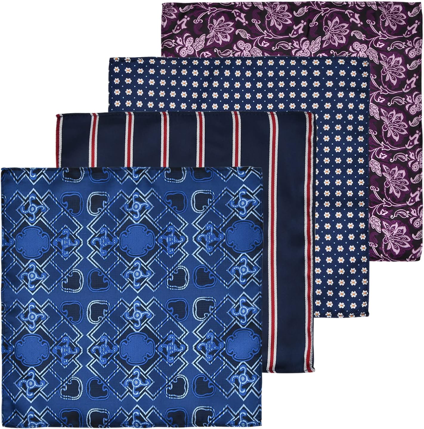 Men's Handkerchiefs 4 Pieces Handkerchief Set, Vintage Men's Coloured