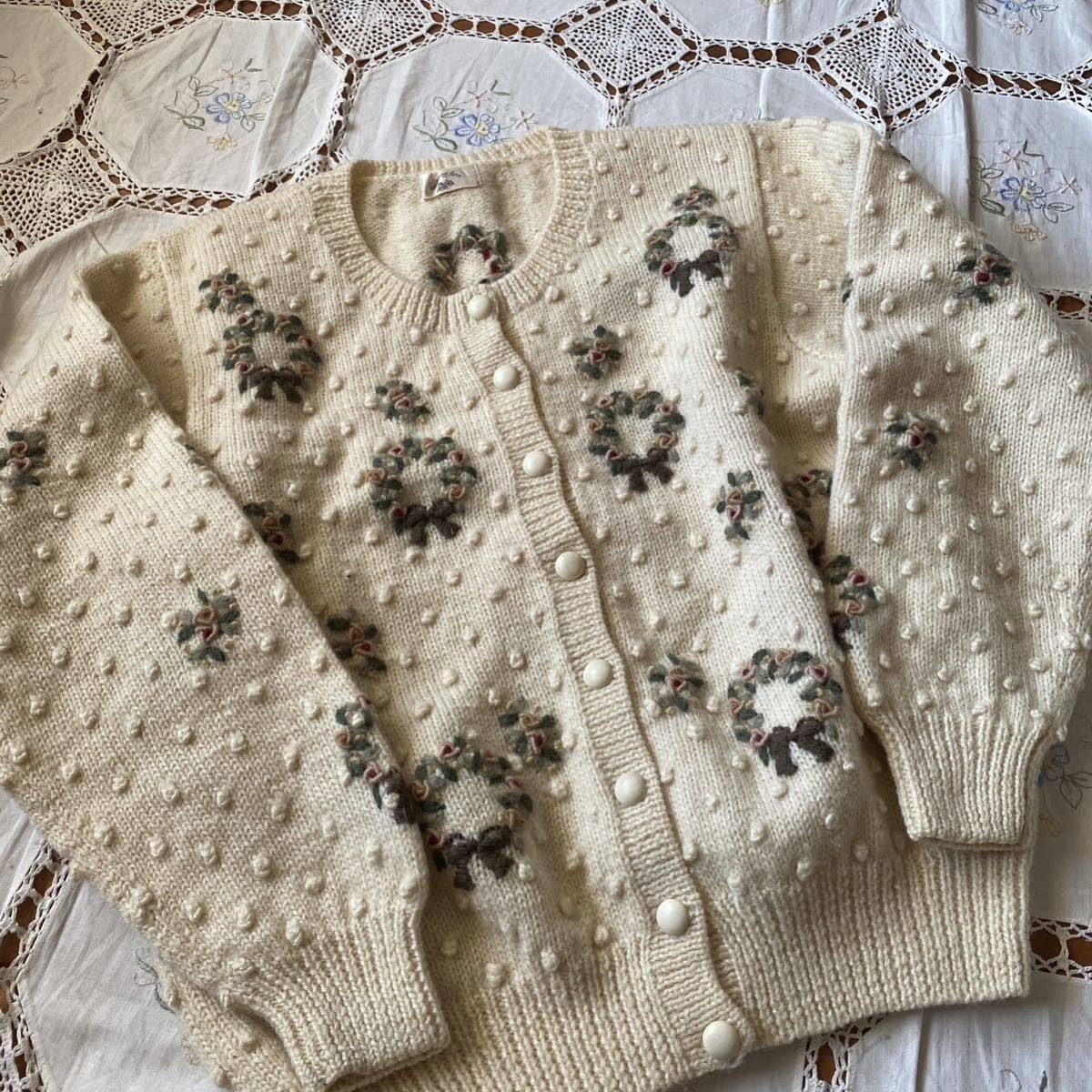 Amazon.co.jp: Blueberry farm 刺繍 花 モチーフ カーディガン  
