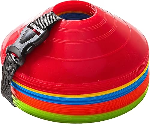 Conos de fútbol flexibles (juego de 60504025) con bolsa de malla y correa, conos deportivos para fútbol, baloncesto, equipo de entrenamiento de