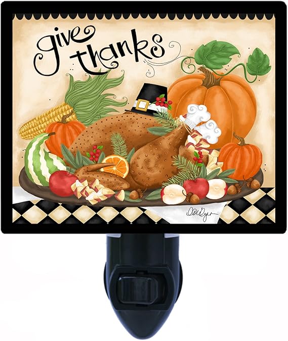 Amazon Com Night Light Give Thanks Feast Thanksgiving Dinner Turkey Other Holidays Home Kitchen