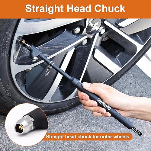 Miniatura 4 de Medidor de presión de neumáticos de alta resistencia, medidor de presión de aire de doble cabezal recto, calibre de aire de neumáticos de 10-150PSI