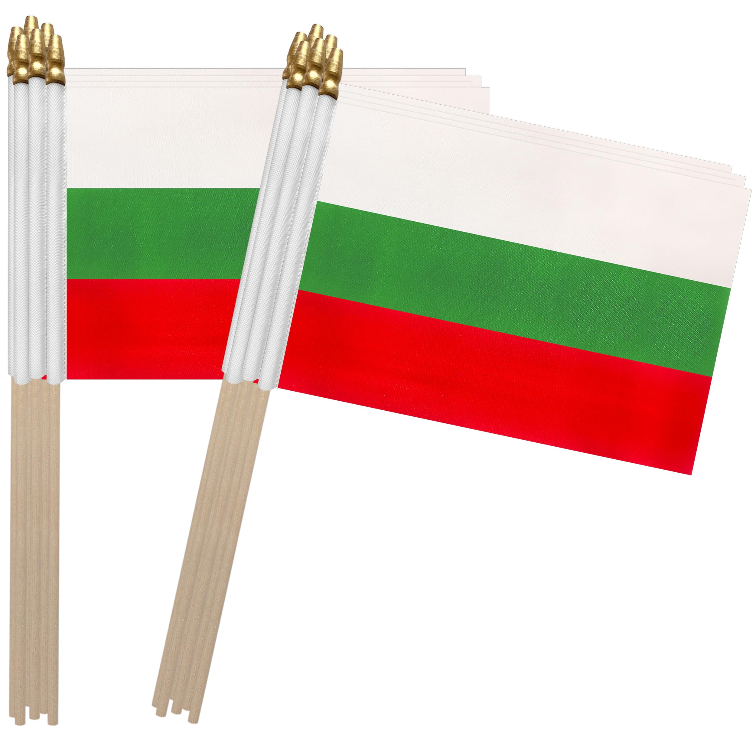 TSMD Bulgaria Stick Flag Bulgarian Small Mini Hand Held Flags,5x8 Inch,12 Pack