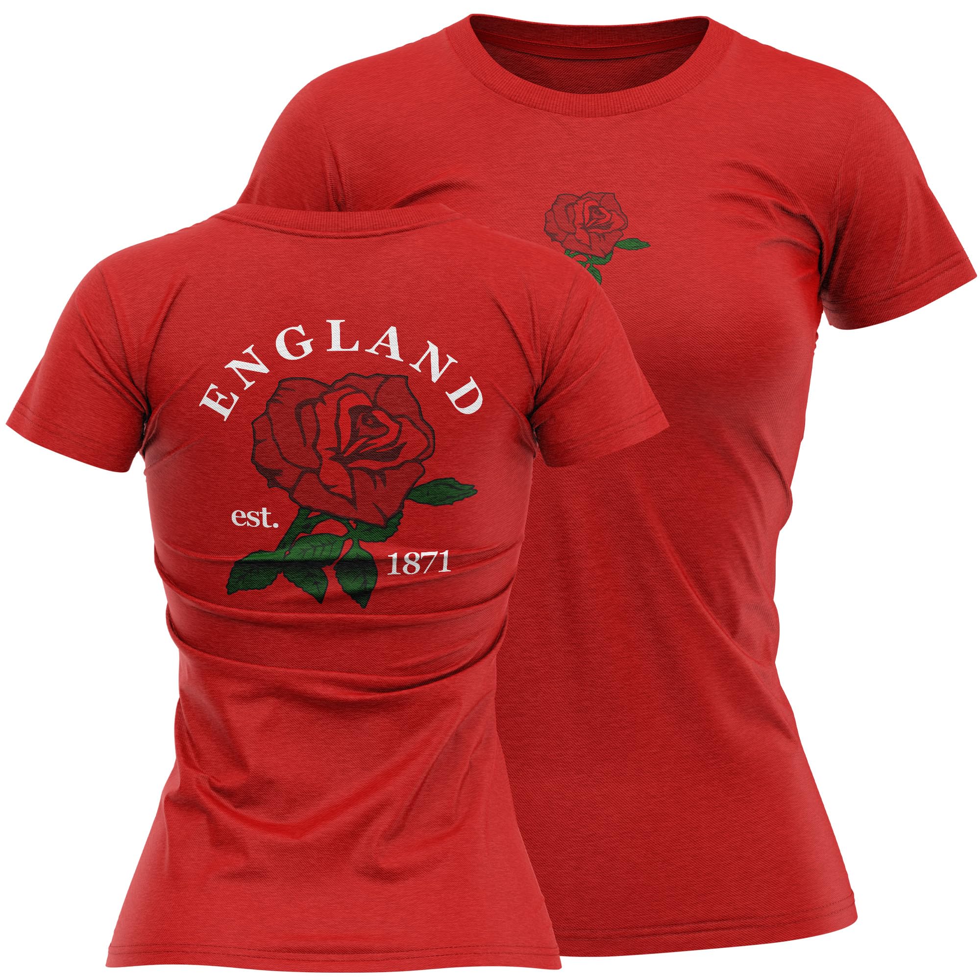 Camiseta de rugby de Inglaterra para mujer con insignia de rosa de Inglaterra 1871