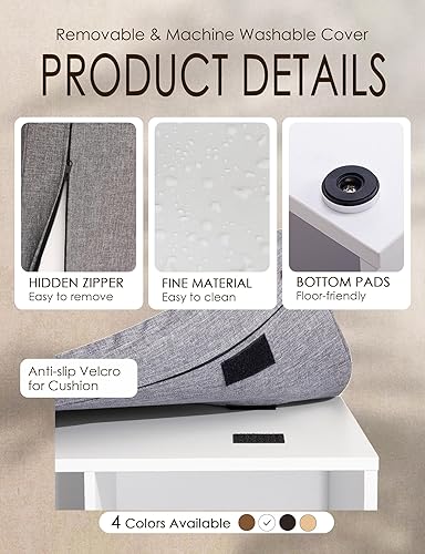 Miniatura 42 de DINZI LVJ Banco organizador de zapatos con cojín, zapatero de 9 cubos y estantes ajustables, multifuncional, para salas de estar, dormitorio, Gris