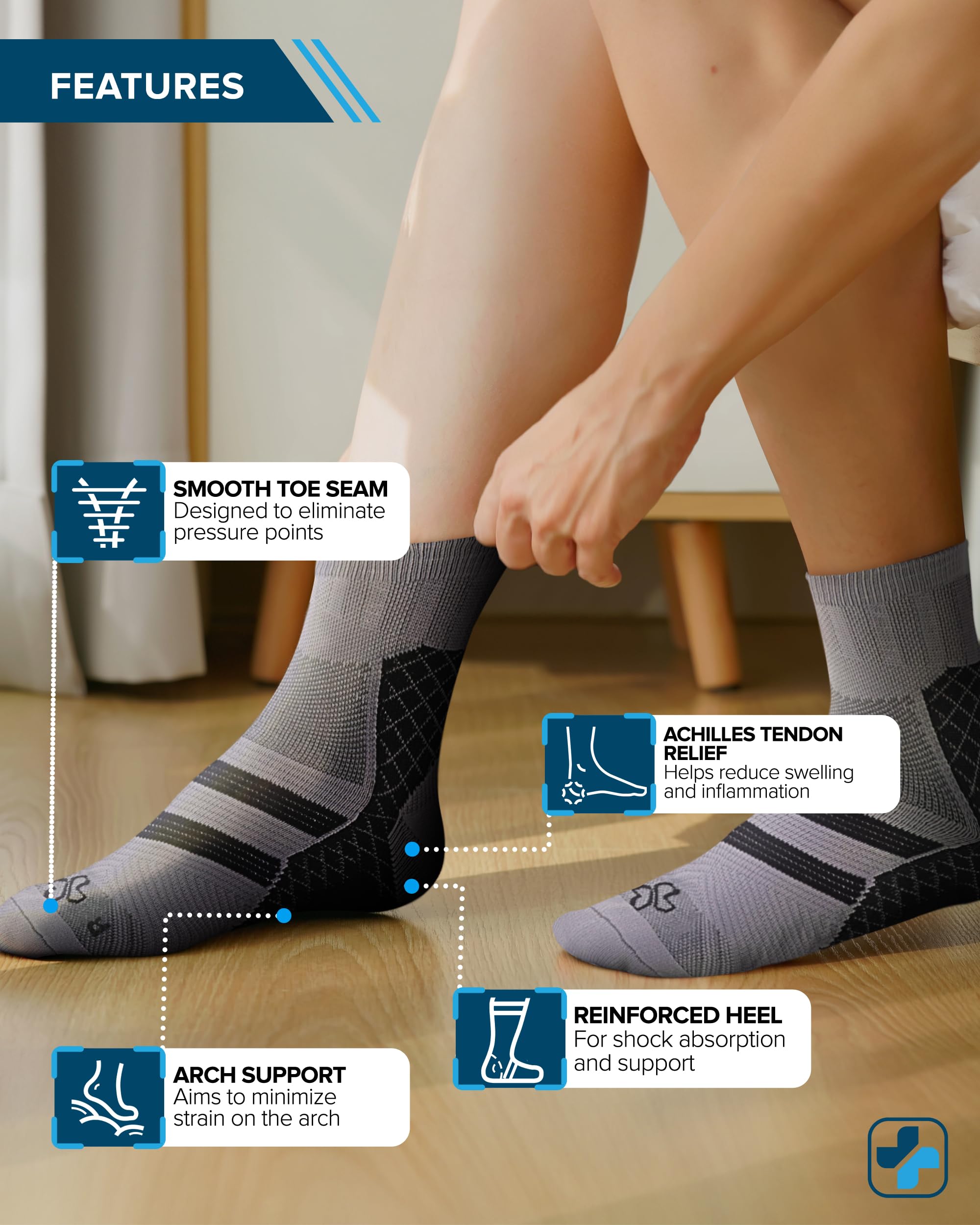 Doctor's Select Kompressionssocken für Plantarfasziitis, Achillessehnenentzündung und Plantarfasziitis, 2 Paar