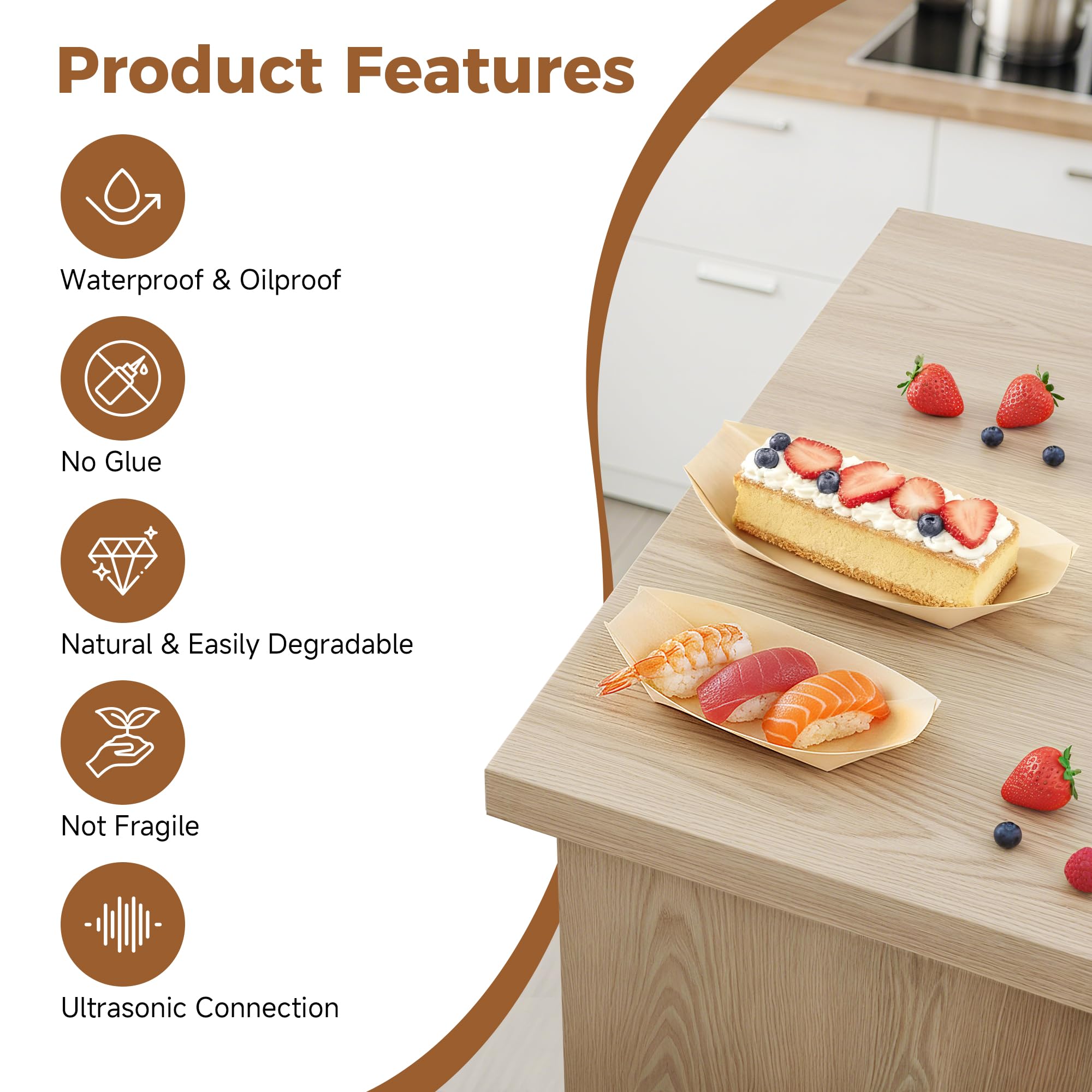 Sanxian - Assiettes Jetables En Bois Pour Bateau (100, 17,8