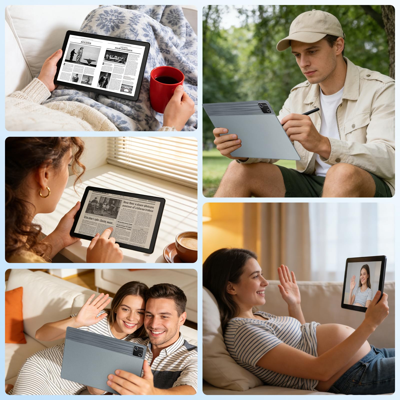 Tablet Android 15 GMS 30GB RAM 128GB ROM Octa-Core 6200mAh 1280x800 HD WiFi 6 BT 5.3 Grigio