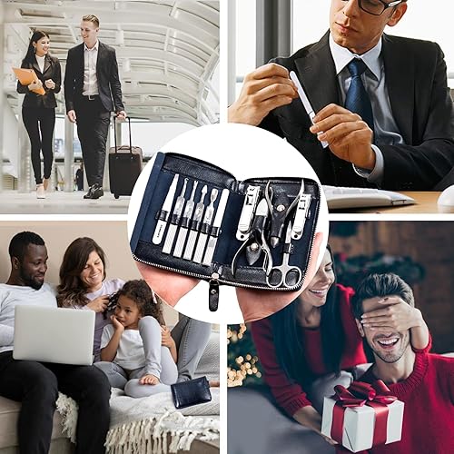 Miniatura 7 de FAMILIFE - Kit de manicura profesional para uñas, 11 en 1, juego de cortaúñas de acero inoxidable para hombres, kit de pedicura, kit de aseo para