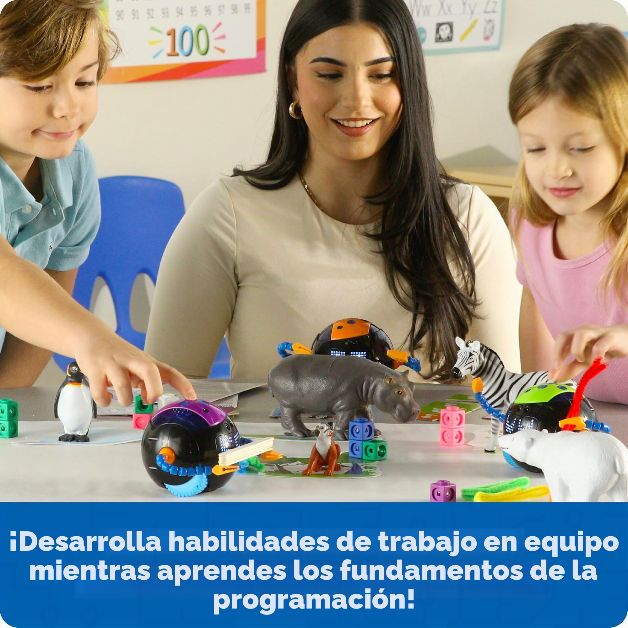Learning Resources Cooper Robot Stem Set de Aula LER3118, A Partir de 5 Años, Programación Sin Pantalla, Colaboración Escolar, Incluye 4 Robots