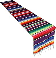 Vista 1 de Table Runner Mexican Handwoven Cotton Serape for Party Wedding and Home Decorations,14x108Inch, Long (1, 14x108/Purple)