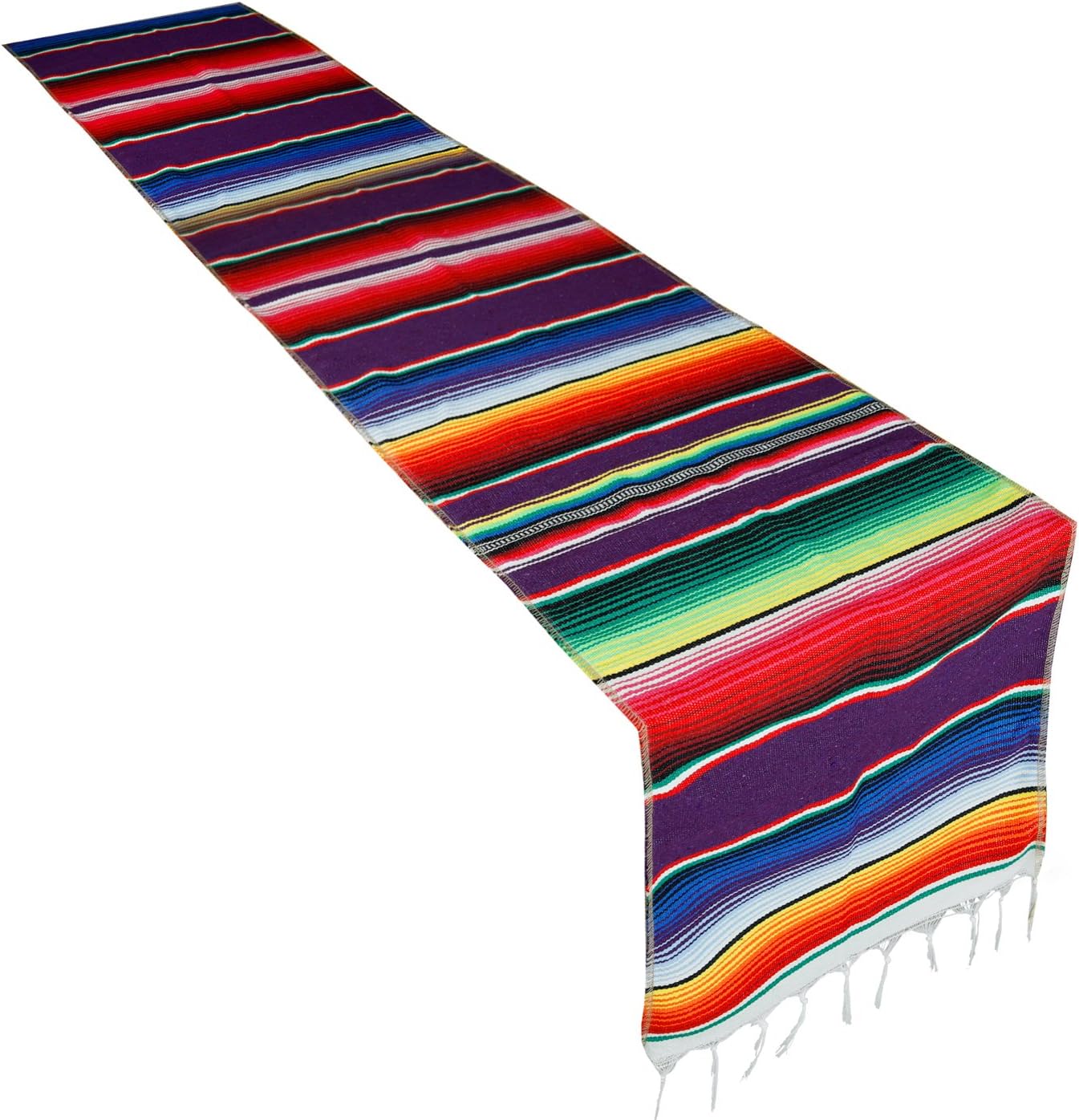 Table Runner Mexican Handwoven Cotton Serape for Party Wedding and Home Decorations,14x84 Inch (1, 14x84/Purple)