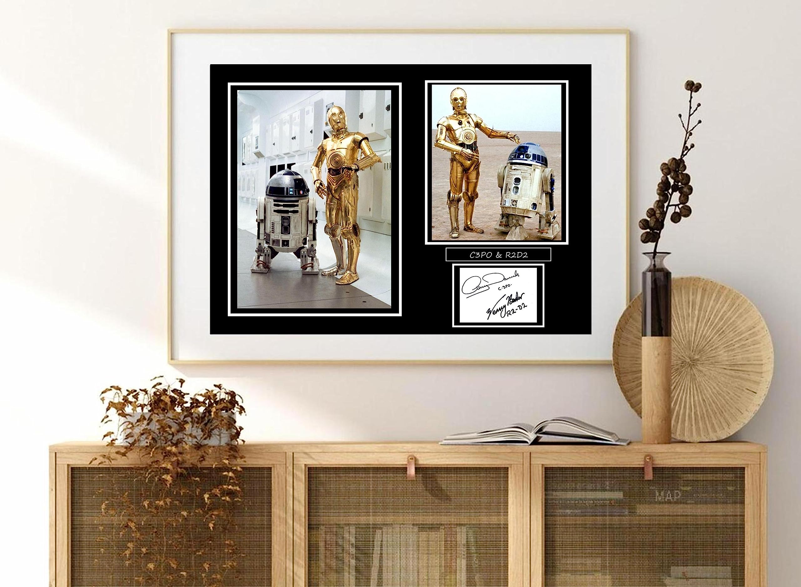 Stunning Quality C3PO & R2D2 Signed/Autographed Print. Star Wars. (A3 Print 42cm x 29.7cm)