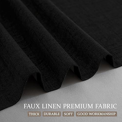 Miniatura 2 de Novecozy Cortinas 100% opacas de 90 pulgadas de largo, cortinas y cortinas de lino con aislamiento térmico para dormitoriosala de estar, bolsillo